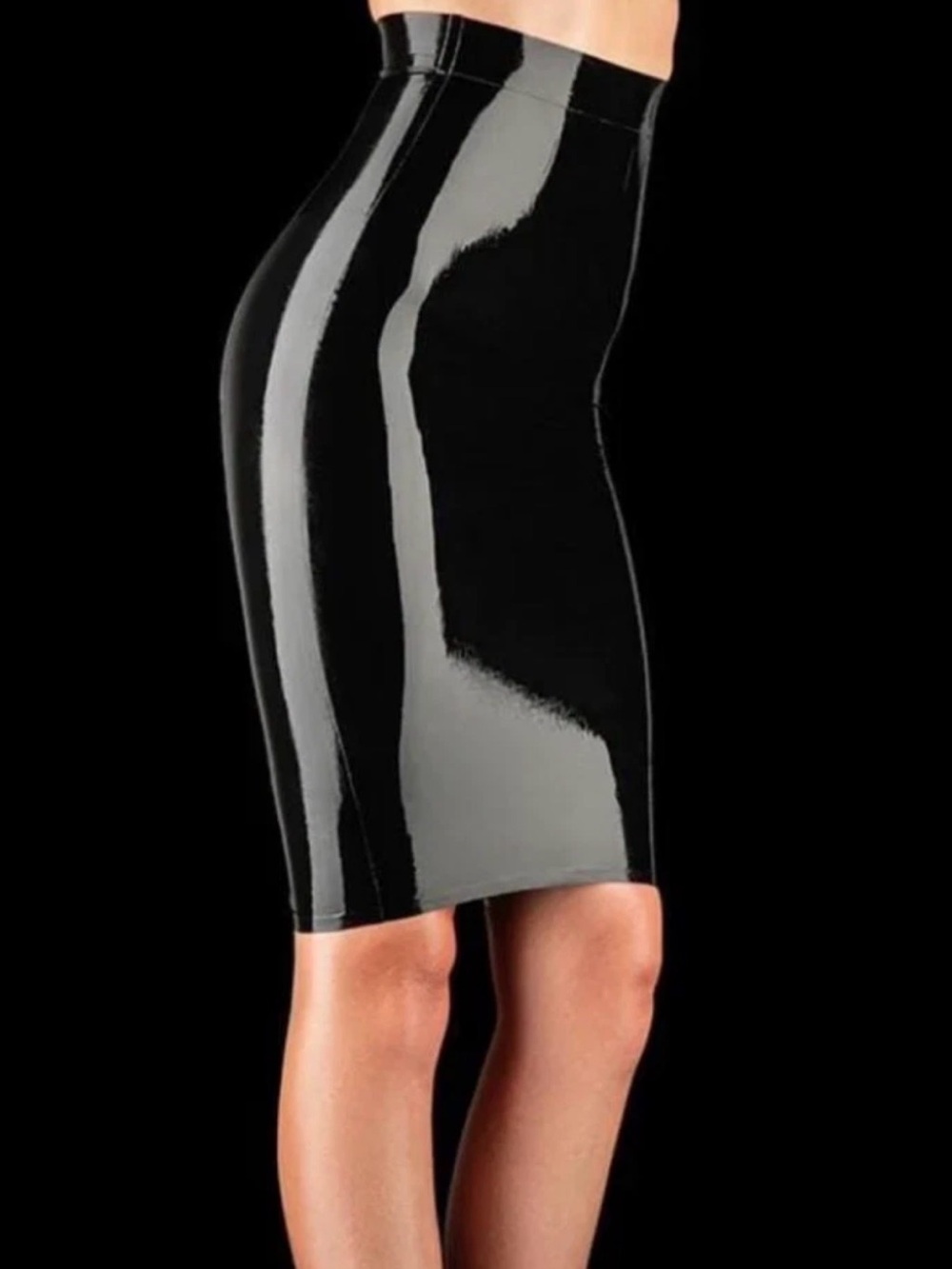 Honey Birdette Black High-Shine Latex Pencil Skirt